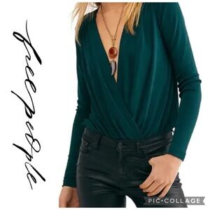 Free People Turnt Crossover Bodysuit in Pine Sz Small